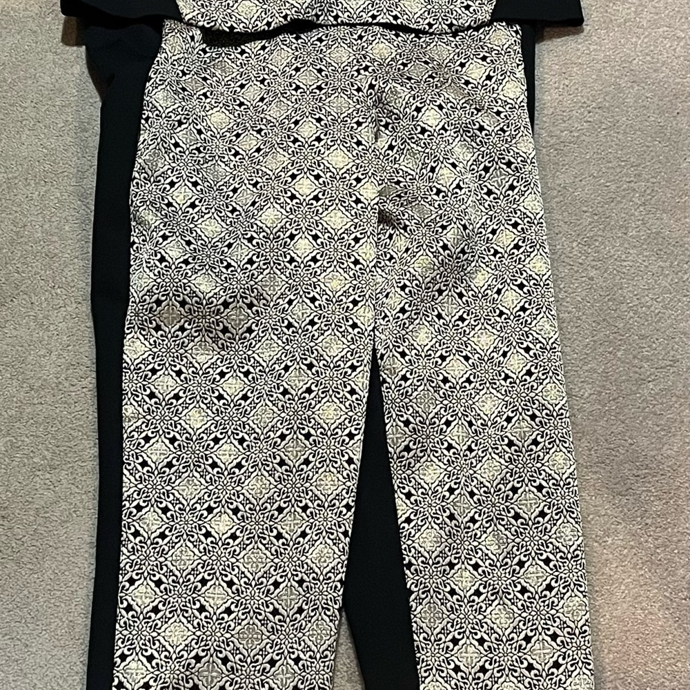 Lane Bryant Black and White Geometric Cropped Pants